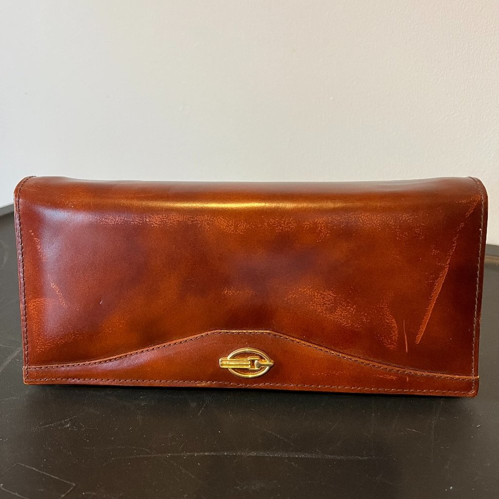 Vintage Brown Leather Clutch 1960's